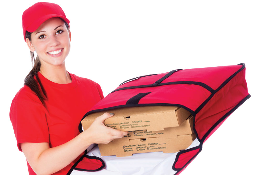 this photo illustrates the concept of using hot bags for pizza delivery