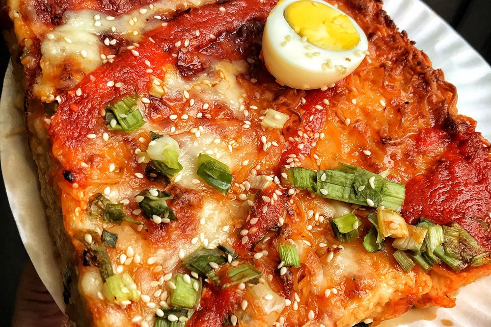 this Japanese-inspired dish is packed with weird pizza ingredients