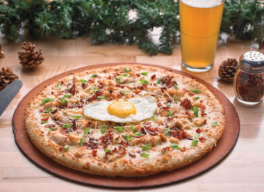 this is an example of a delicious chicken pizza from Boston's Pizza Restaurant and Sports Bar