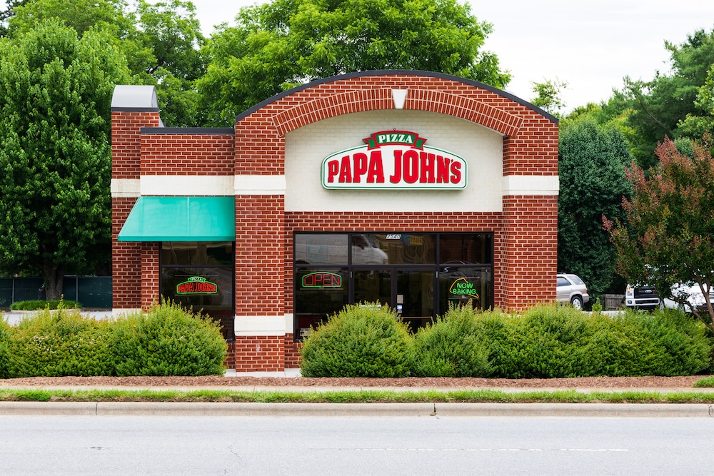 this photo shows a Papa John's restaurant in Hickory, North Carolina