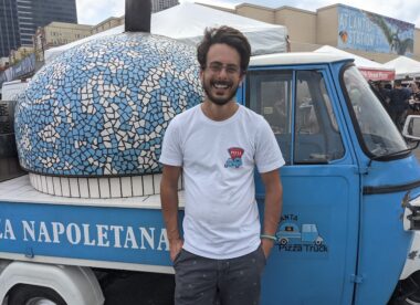 this photo shows Alessio Lacco, owner of the first AVPN-certified pizza truck, the Atlanta Pizza Truck