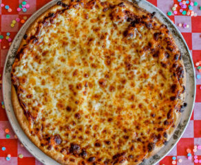 A photograph of a kids pizza by Red's Savoy Pizza in Minnesota.
