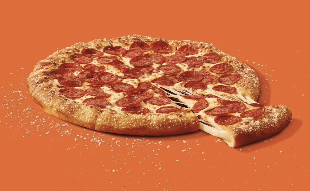 A Little Caesars pizza with Stuffed Crazy Crust.