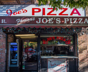 This photo shows the exterior of Joe's Pizza in New York City.