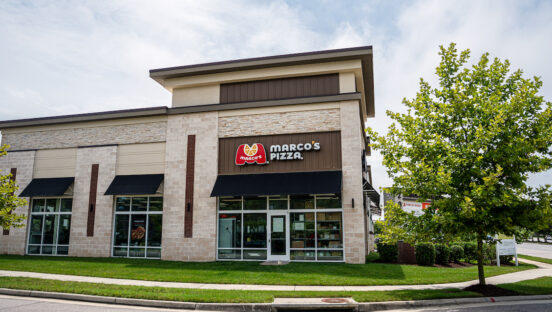 This photo shows the exterior of a Marco's Pizza location.