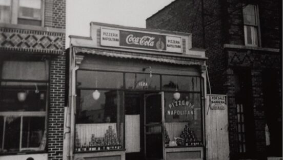 This old black-and-white photo shows Totonno's long ago.