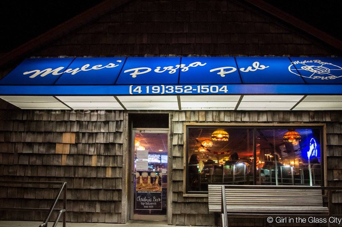 The exterior of Myles' Pizza Pub in Bowling Green, Ohio.