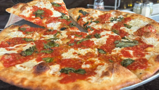 This photo shows a Margherita pizza from Grimaldi's.