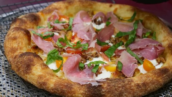 This photo shows the Peach Perfect Pizza described in the story.