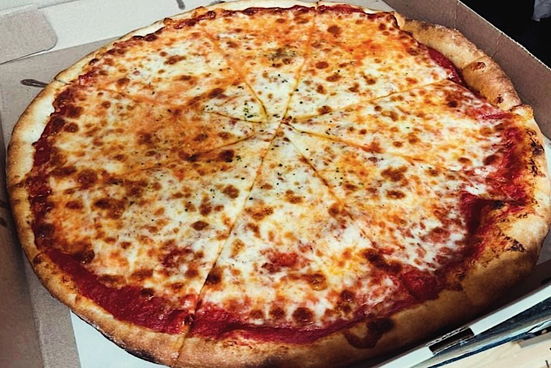This photo shows a classic cheese pizza from Nicolosi's.