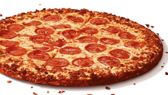 This photo shows a bacon crust pizza from Little Caesars.