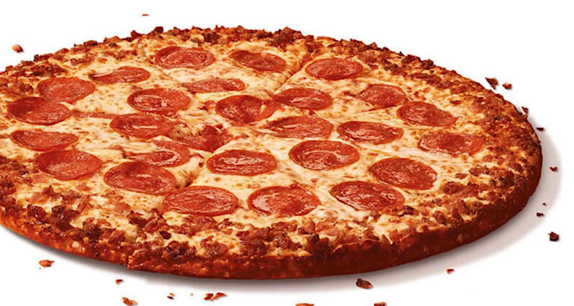 This photo shows a bacon crust pizza from Little Caesars.