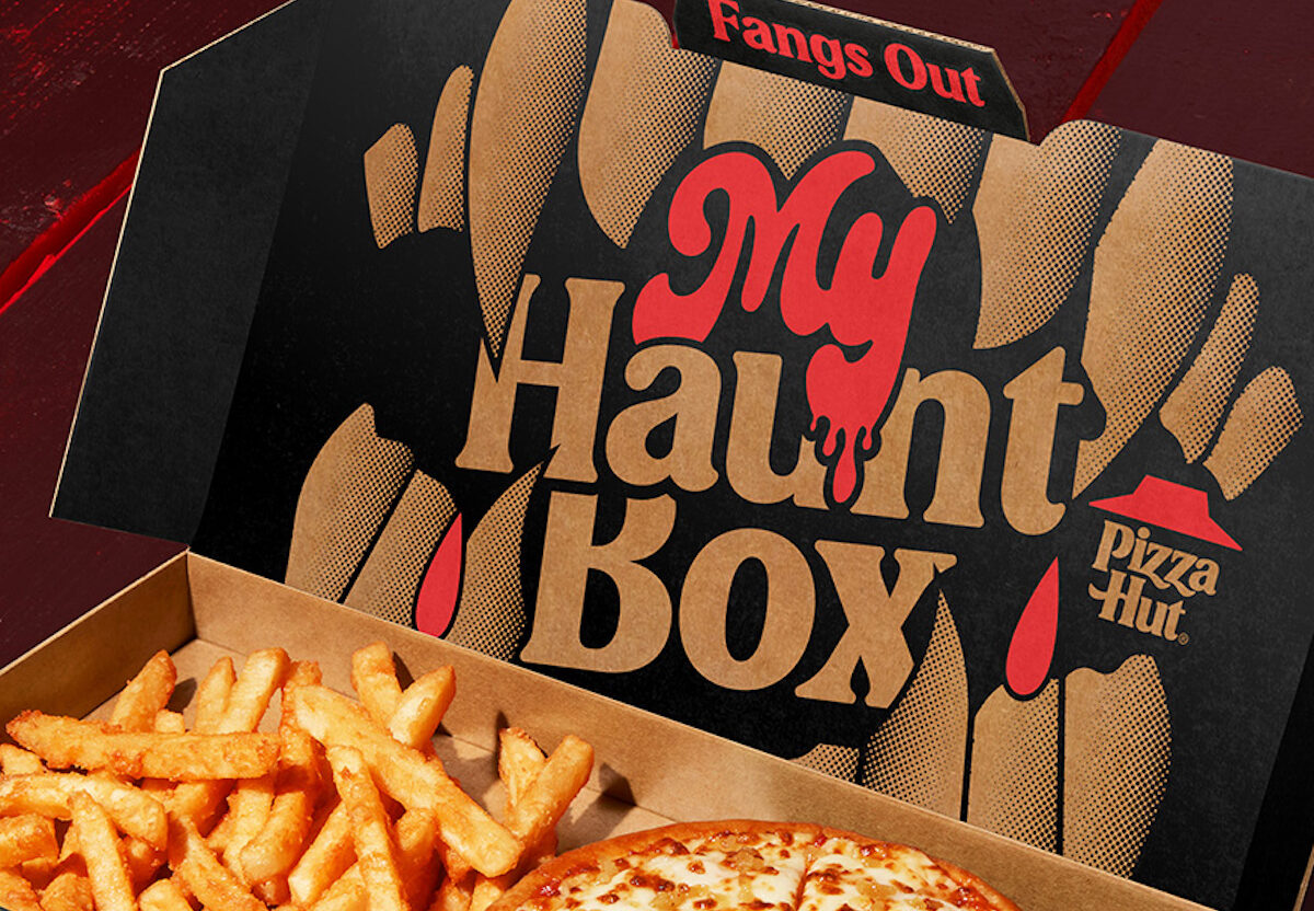 A Pizza Hut box that reads "My Haunt Box."