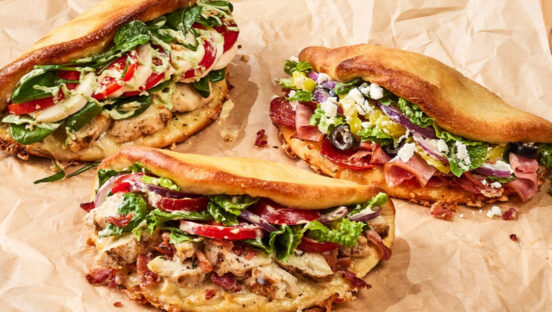 This photo shows three sandwiches from Your Pie.