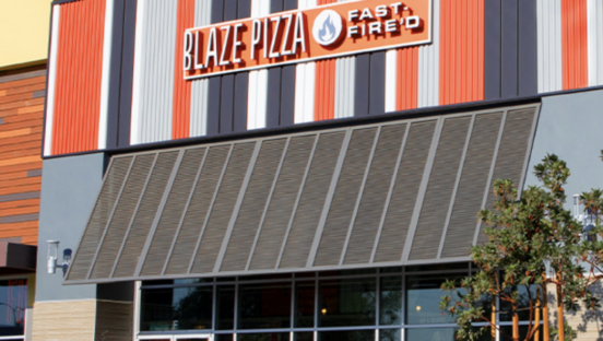 This photo shows the exterior of a Blaze Pizza restaurant.