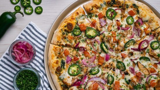 This photo shows the Nacho Average Pizza from Old Chicago.