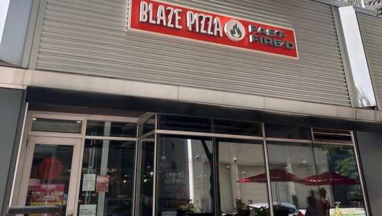 This photo shows the exterior of a Blaze Pizza location.