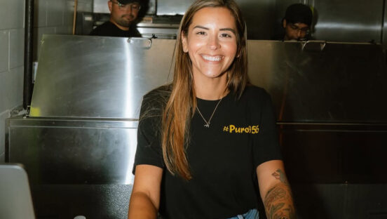 This photo shows Janet Zapata in the kitchen at her newly opened 550 Pizzeria location.