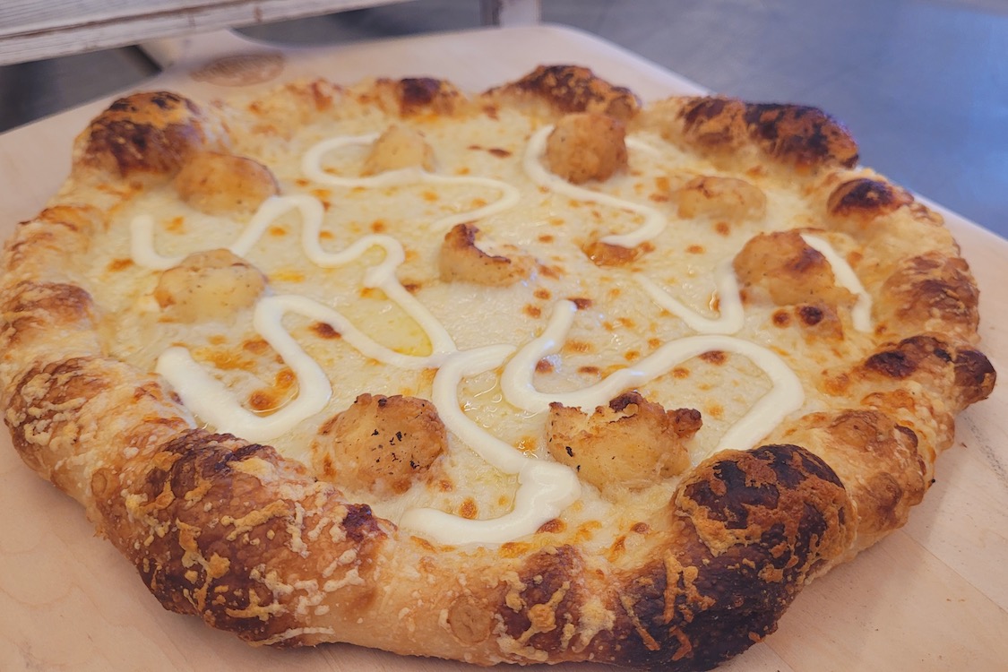 This photo shows the winning Creamery Crown five-cheese pizza.