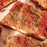 This photo, cropped from the original, focuses on a single slice of the Vegan Vidalia pizza described in the story.