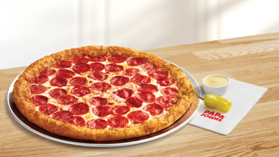 This is a photo of the pizza described in the article. It is topped with pepperoni.