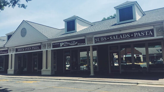 This photo shows the exterior of Prosciutto's Pizza, the restaurant owned by the author of this article.