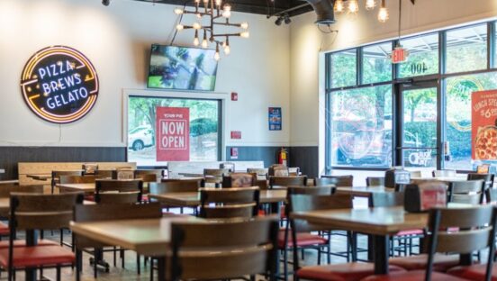This photo shows the interior of a Your Pie location.