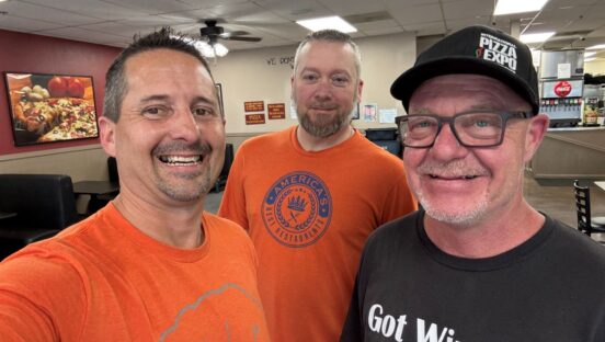 Matt Plapp and Andy from Papa Kelsey's pizzeria in Mesa, Arizona