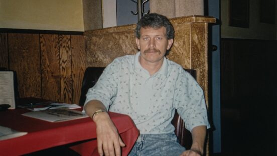 This photo shows Tony Fanara in the late 1970s, sitting at a booth in his pizzeria.