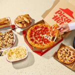 This photo shows various menu items from Pizza Hut.