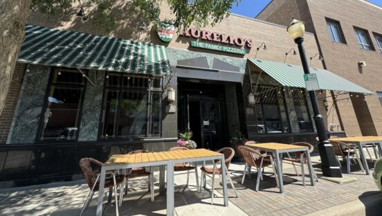 This photo shows the exterior of an Aurelio's Pizza restaurant.