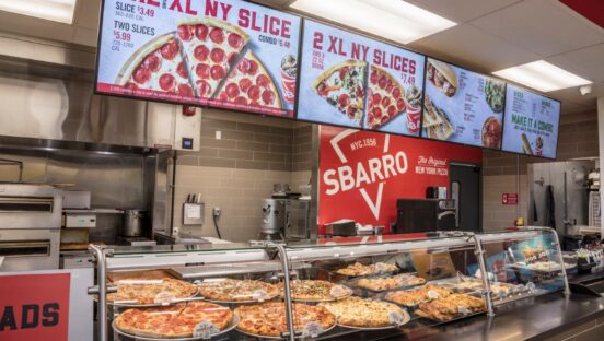 Sbarro pizza display