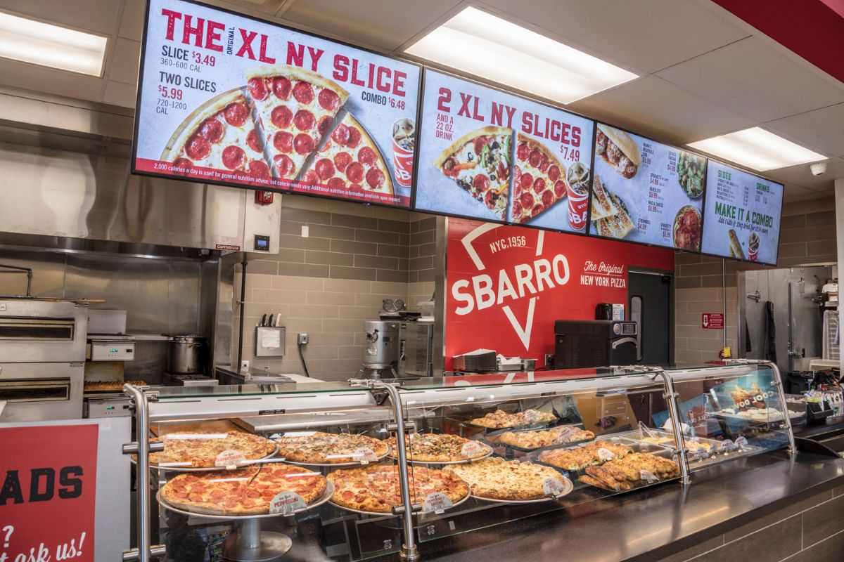 Sbarro pizza display