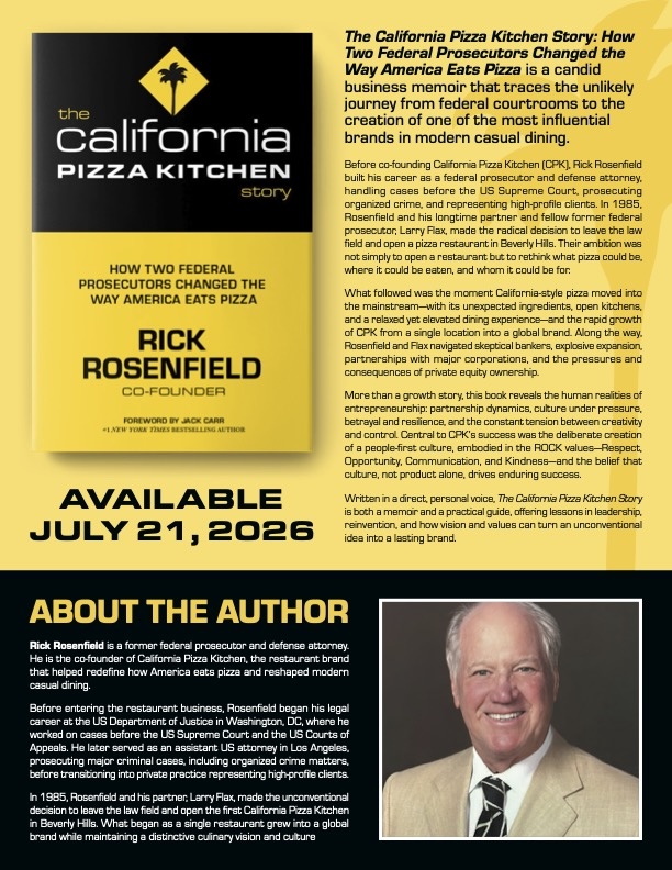 Tony Roma Owner Rick Rosenfield: How California Pizza Kitchen Emerged From a Restaurant ...
